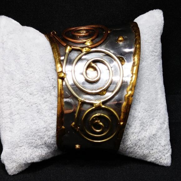 Artisan Mixed Metal Handmade Cuff Bracelet, 6 3/8 Inches - Picture 2 of 9